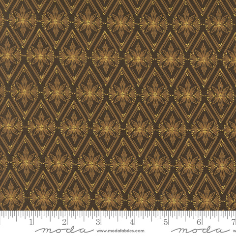Old World Yuletide Espresso Twinkle Tradition Metallic Yardage by Fancy That Design House for Moda Fabrics
