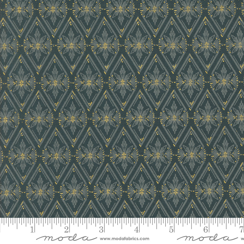 Old World Yuletide Midnight Twinkle Tradition Metallic Yardage by Fancy That Design House for Moda Fabrics