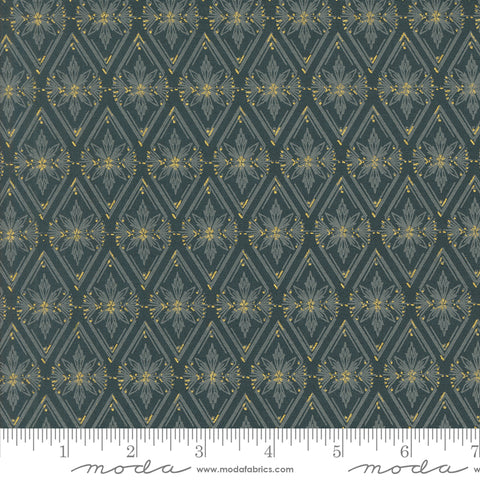 Old World Yuletide Midnight Twinkle Tradition Metallic Yardage by Fancy That Design House for Moda Fabrics