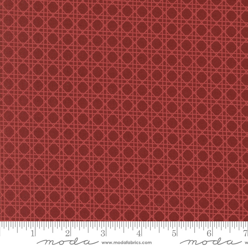 Old World Yuletide Crimson Christmas Caning Yardage by Fancy That Design House for Moda Fabrics