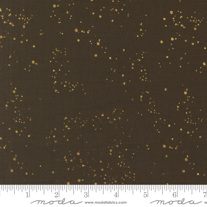 Old World Yuletide Espresso Speckled Sky Metallic Yardage by Fancy That Design House for Moda Fabrics