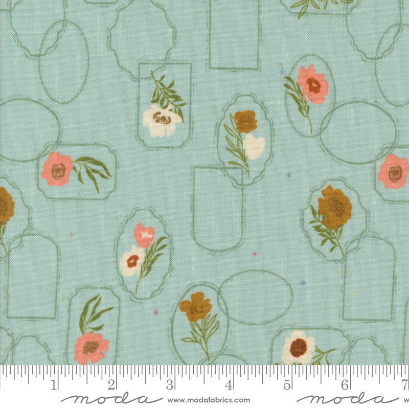 Foraged, Found & Hand Me Down Mist Floral Cameo Yardage by Fancy That Design House for Moda Fabrics