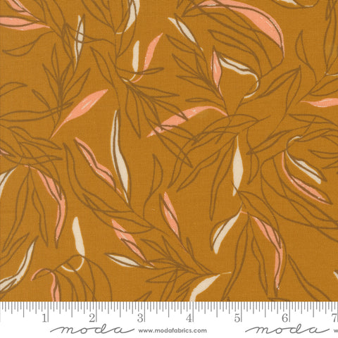 Foraged, Found & Hand Me Down Caramel Loose Leaf Yardage by Fancy That Design House for Moda Fabrics
