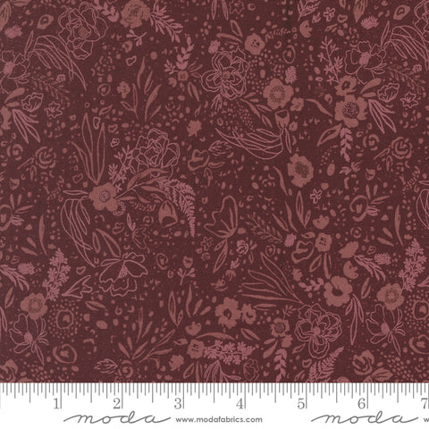 Foraged, Found & Hand Me Down Merlot Field of Fancy Yardage by Fancy That Design House for Moda Fabrics