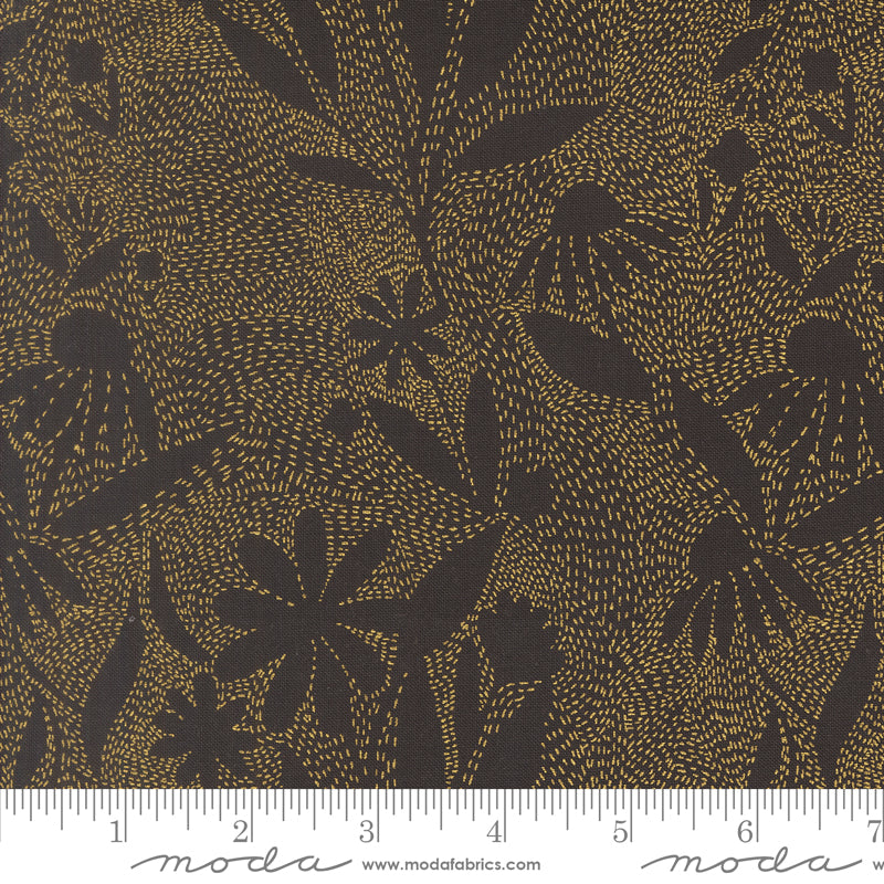 Ladybug Whimsy Midnight Outlines Metallic Yardage by Gingiber for Moda Fabrics