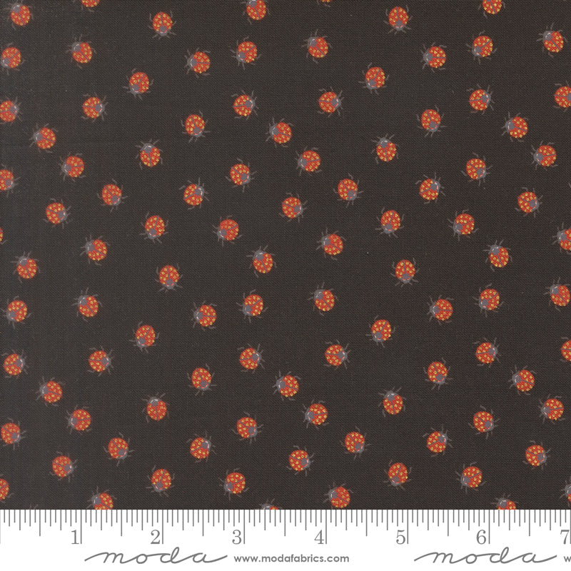 Ladybug Whimsy Midnight Little Ladybugs Metallic Yardage by Gingiber for Moda Fabrics