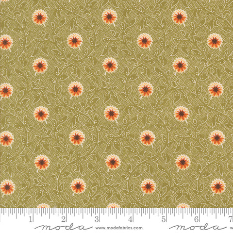 Pumpkin Spice Gatherings Basil Flowering Blooms Yardage by Primitive Gatherings for Moda Fabrics