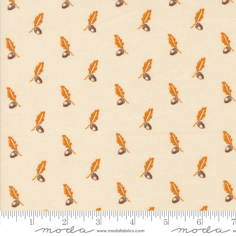 Pumpkin Spice Gatherings Cream Pumpkin Acorn and Oak Yardage by Primitive Gatherings for Moda Fabrics