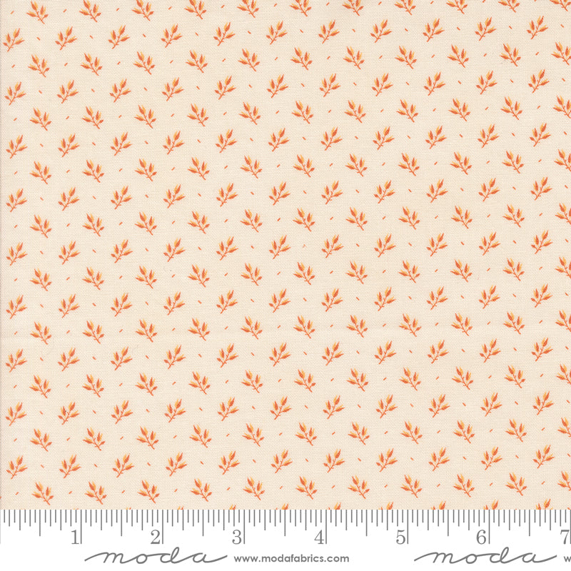 Pumpkin Spice Gatherings Cream Pumpkin Leaf Branch Yardage by Primitive Gatherings for Moda Fabrics
