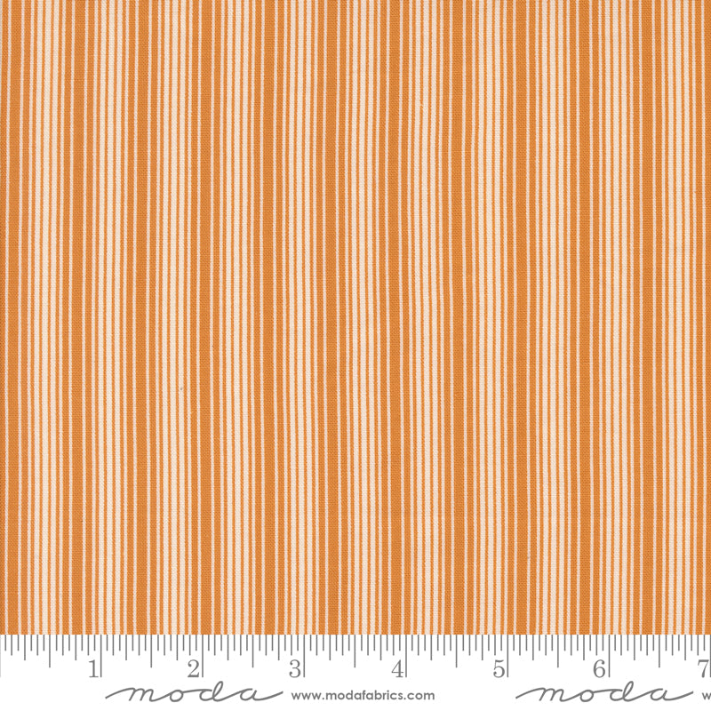 Pumpkin Spice Gatherings Pumpkin Linen Stripe Yardage by Primitive Gatherings for Moda Fabrics