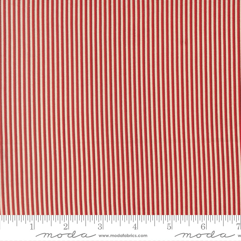 Joyful Gatherings II Cloud Crimson Peppermint Stripe Yardage by Primitive Gatherings for Moda Fabrics