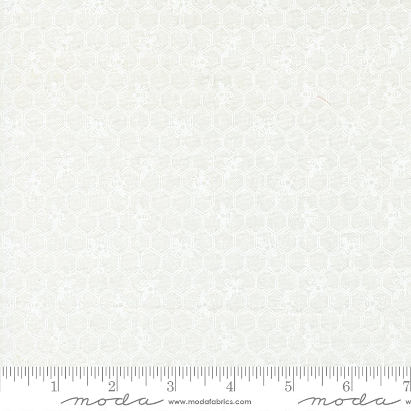 Wild Honey White Daisy Honeycomb Yardage by Lella Boutique for Moda Fabrics