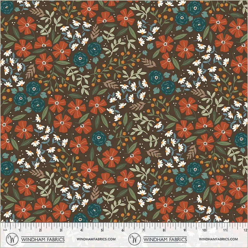 Honeycrisp Brown Efflorescent Yardage by Allison Harris for Windham Fabrics