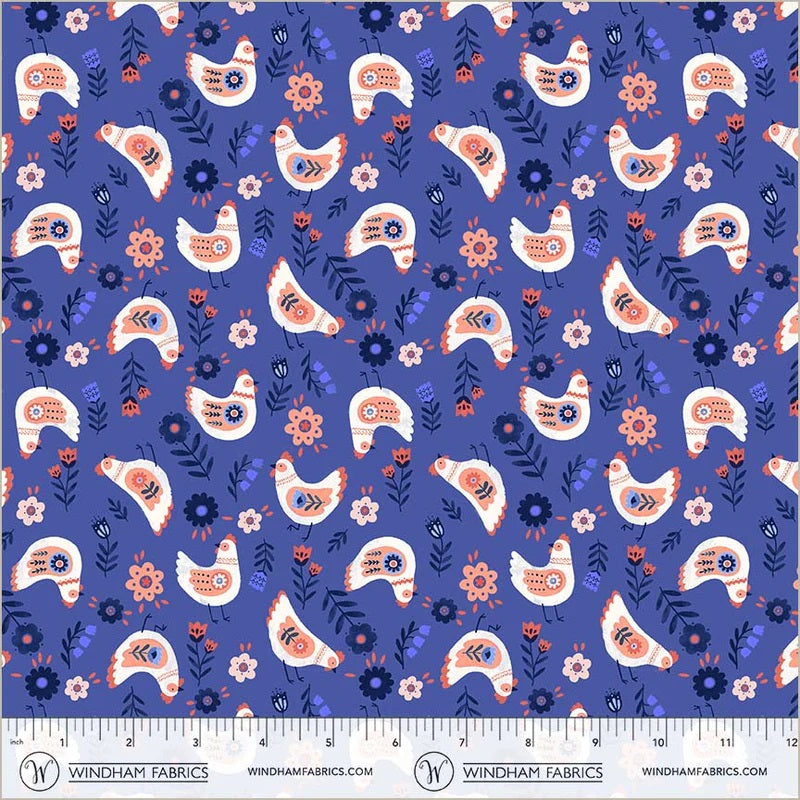 Folky Chicken Royal Cluck Cluck Cluck Yardage by Natalie Briscoe for Windham Fabrics