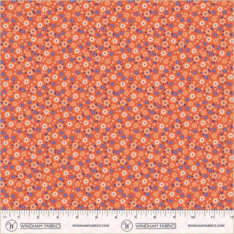 Folky Chicken Coral Mod Ditsy Yardage by Natalie Briscoe for Windham Fabrics
