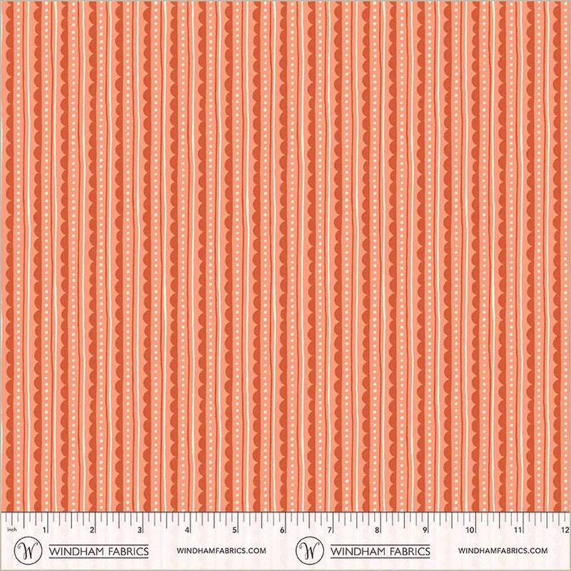 Folky Chicken Coral Scallop Edge Yardage by Natalie Briscoe for Windham Fabrics