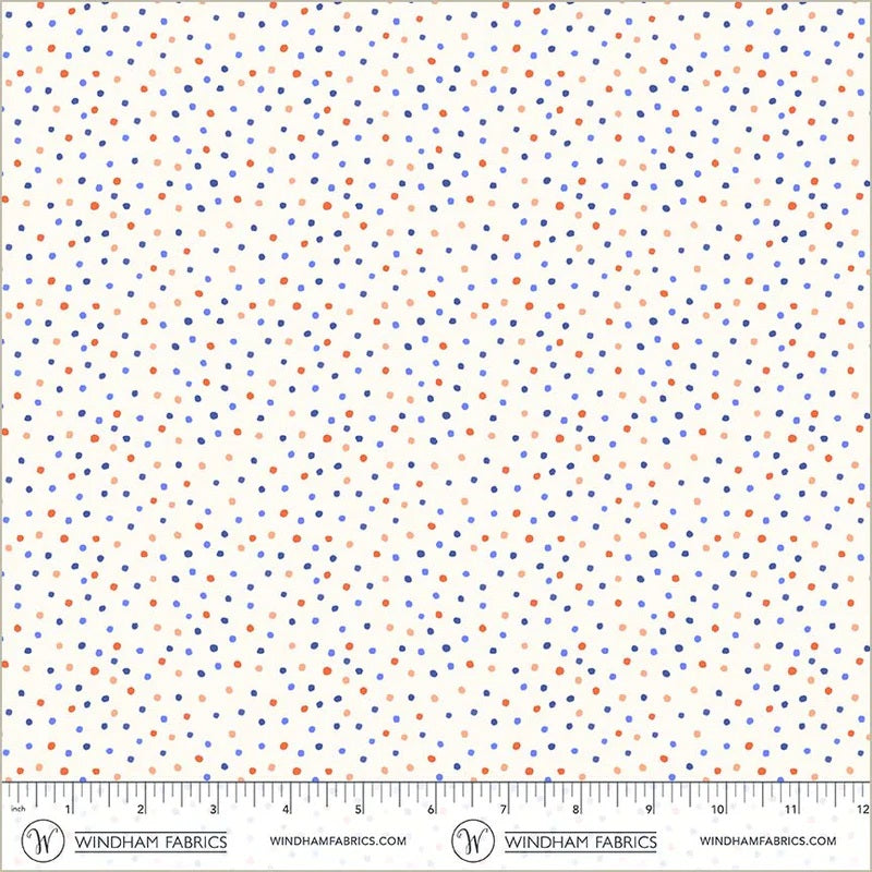 Folky Chicken Ivory Dottie Yardage by Natalie Briscoe for Windham Fabrics