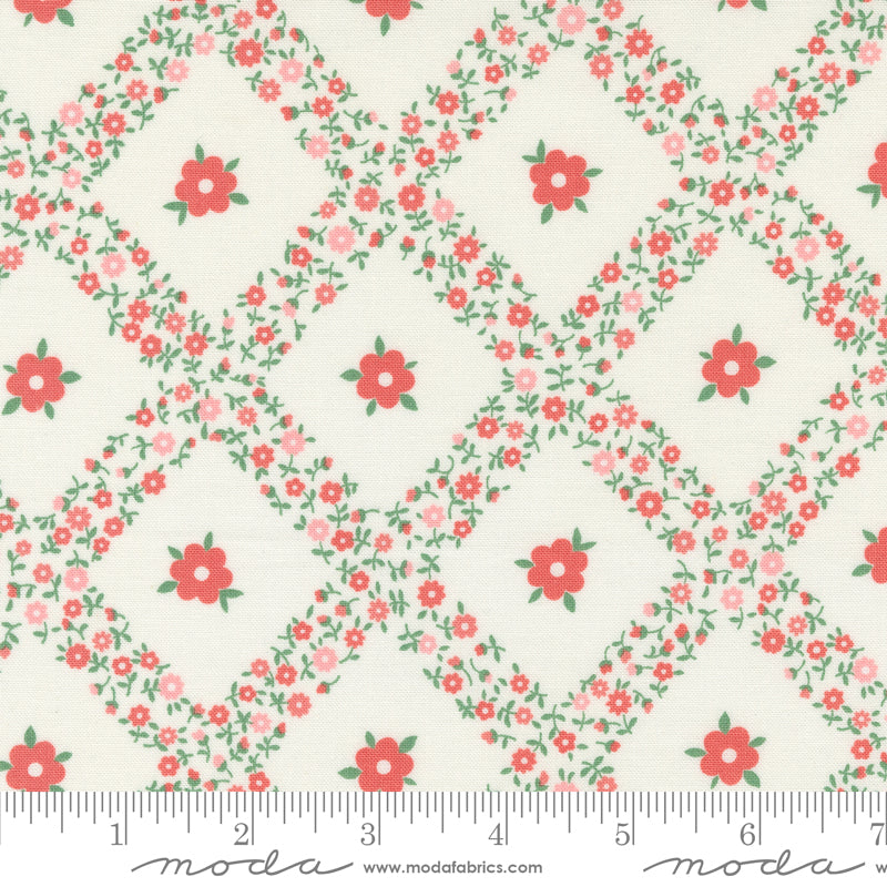 Rosemary Cottage Cream Strawberry Trellis Yardage by Camille Roskelley for Moda Fabrics