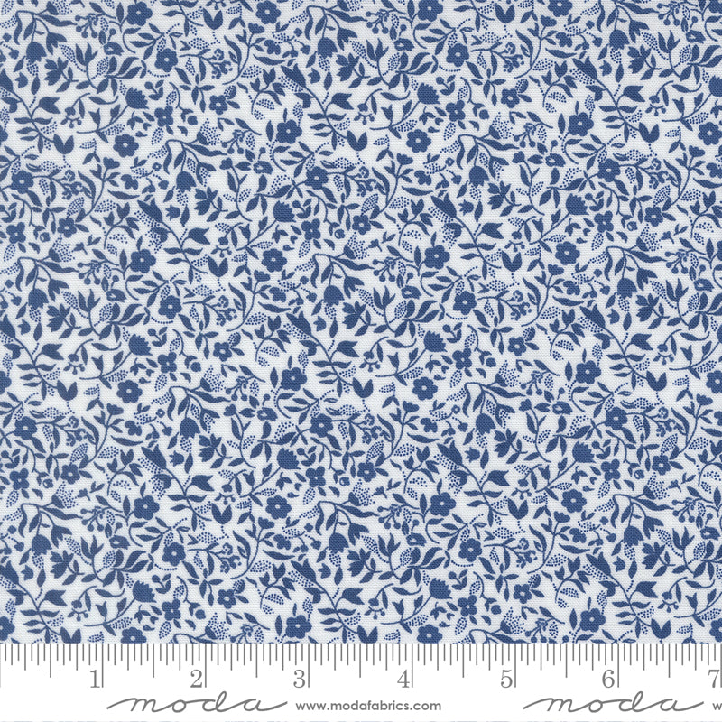 Blueprint White Navy Frolic Yardage by Camille Roskelley for Moda Fabrics