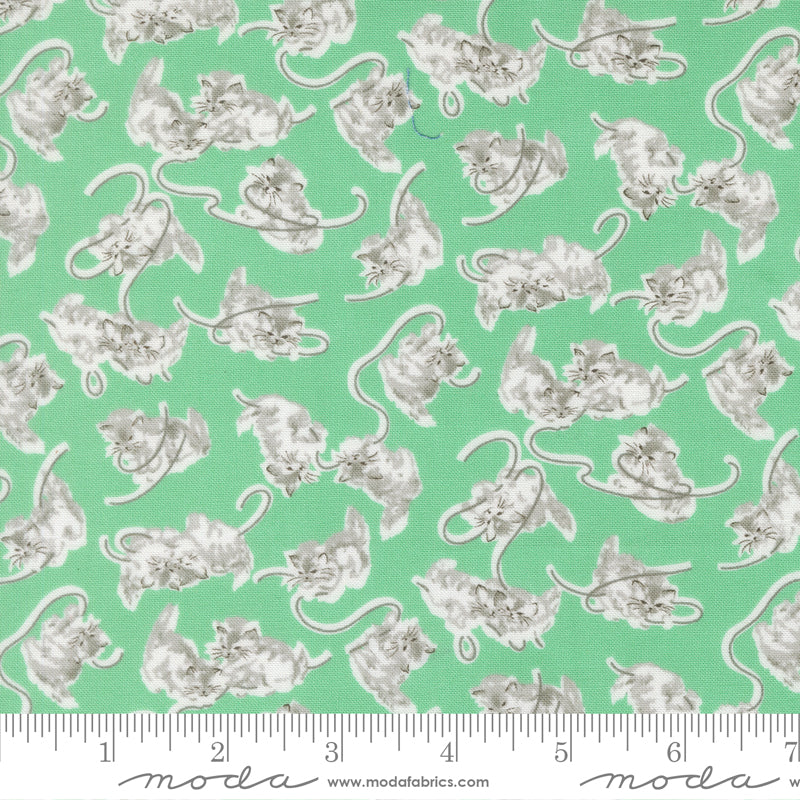 A Cat Named Stitch Green Georgie Yardage by Camille Roskelley for Moda Fabrics