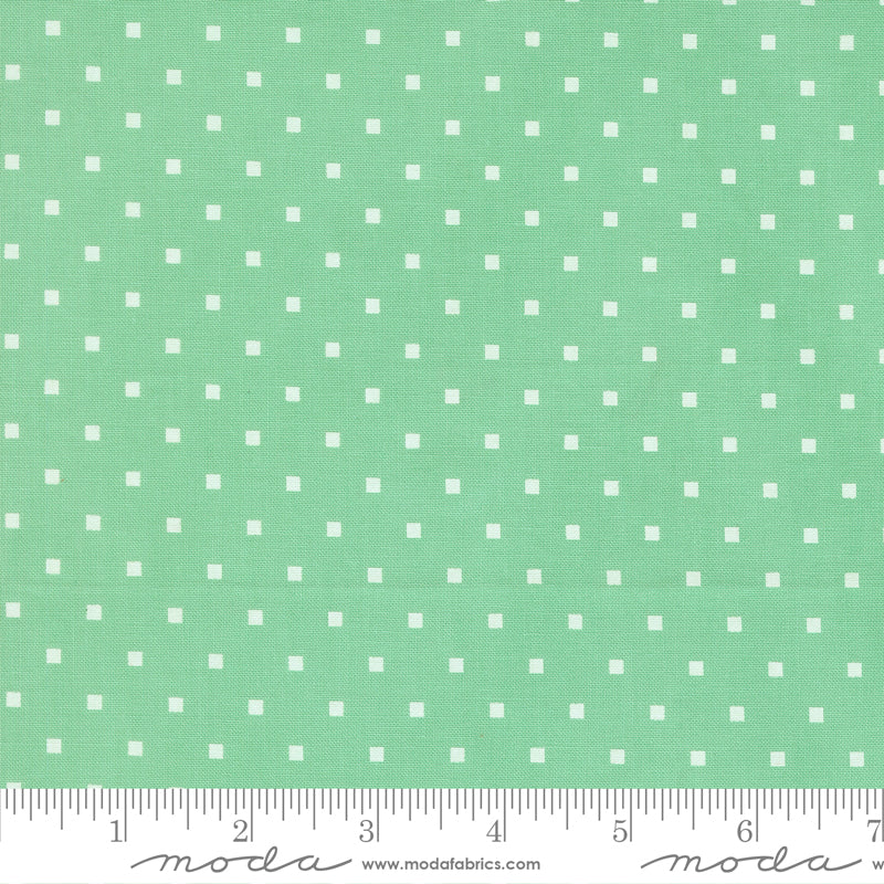 A Cat Named Stitch Green Cosmo Dot Yardage by Camille Roskelley for Moda Fabrics