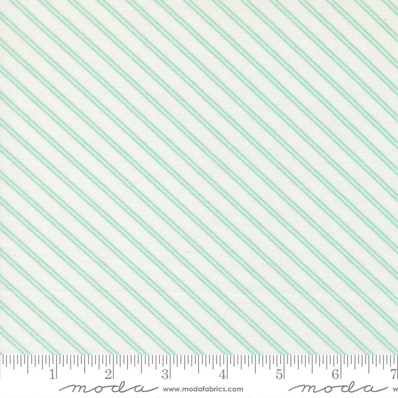 Bloomsberry White Aqua Stripe Yardage by Camille Roskelley for Moda Fabrics