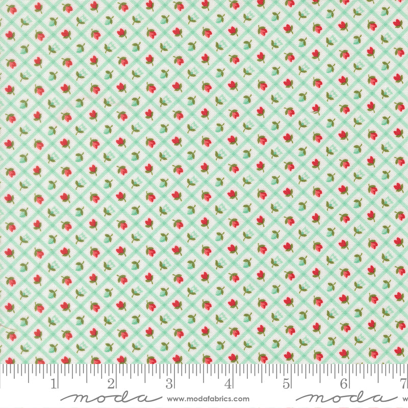 Bloomsberry Aqua Check Yardage by Camille Roskelley for Moda Fabrics