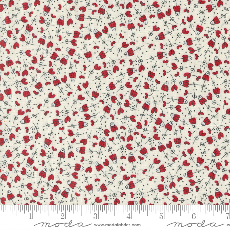 Vintage Cream Red Flower Garden Yardage by Sweetwater for Moda Fabrics