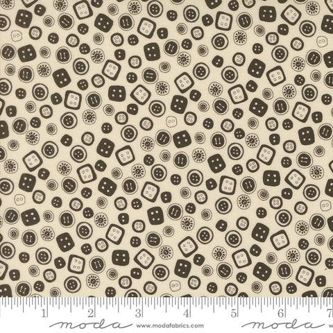 Threads Porcelain Black Buttons Yardage by Sweetwater for Moda Fabrics