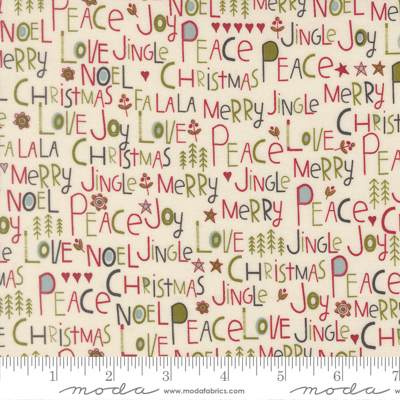 Chilly Vanilla Peace Love Joy Yardage by Sweetwater for Moda Fabrics