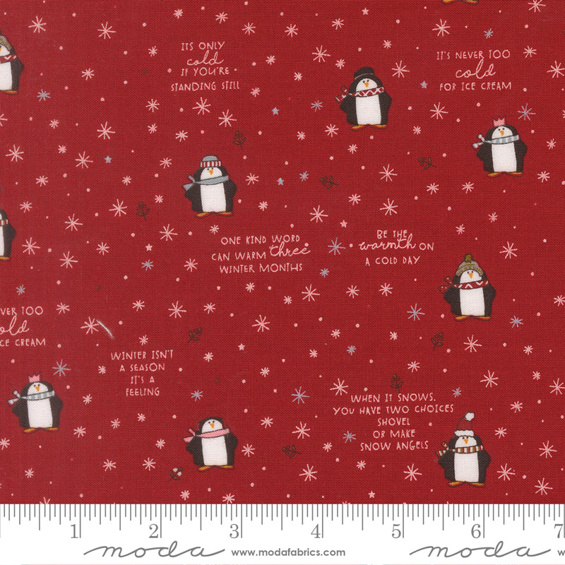 Chilly Red Mr Penguin Yardage by Sweetwater for Moda Fabrics