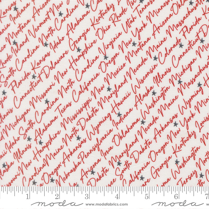 Independence Day Vanilla Red The States Yardage by Sweetwater for Moda Fabrics