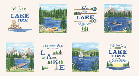 On Lake Time Cloud White Panel by Deb Strain for Moda Fabrics