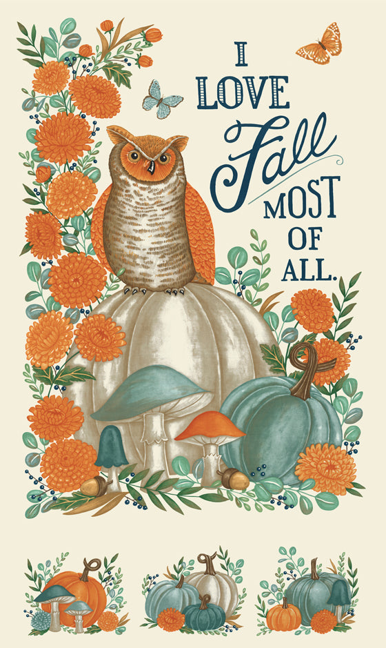 I Love Fall Most Of All Warm White Panel by Deb Strain for Moda Fabrics