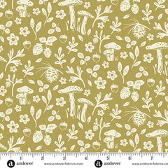 A Woodsy Cottage Pale Green Woody Path Yardage by Judy Jarvi for Andover Fabrics