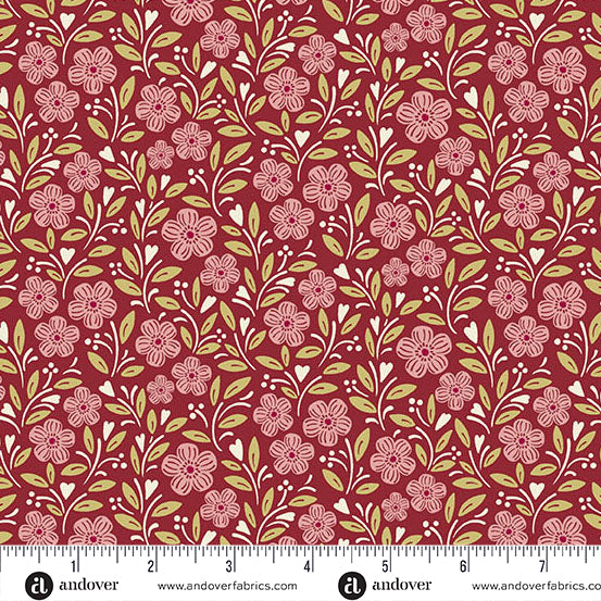 A Woodsy Cottage Amaranth Cottage Garden Yardage by Judy Jarvi for Andover Fabrics