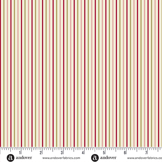 A Woodsy Cottage Warm White Woodsy Cottage Stripe Yardage by Judy Jarvi for Andover Fabrics