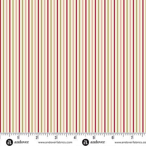 A Woodsy Cottage Warm White Woodsy Cottage Stripe Yardage by Judy Jarvi for Andover Fabrics