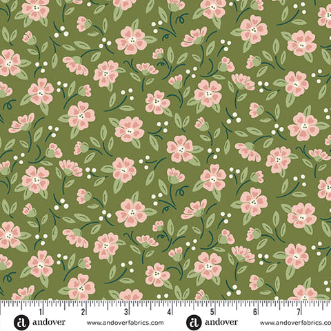 Heartland Evergreen In Bloom Yardage by Judy Jarvi for Andover Fabrics