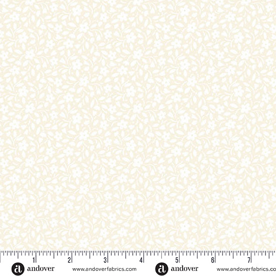 Heartland Cream Hearts and Flowers Yardage by Judy Jarvi for Andover Fabrics