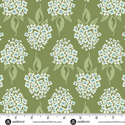 Heartland Evergreen Hydrangea Yardage by Judy Jarvi for Andover Fabrics