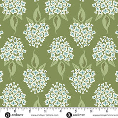 Heartland Evergreen Hydrangea Yardage by Judy Jarvi for Andover Fabrics