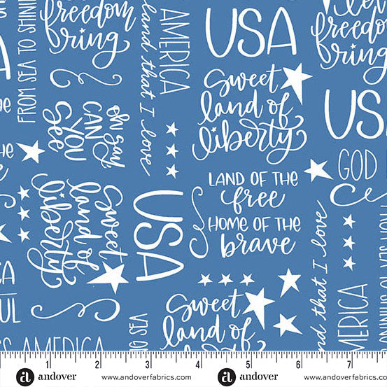 Oh Say Can You Sew Cornflower Blue Land That I Love Yardage by Amy Latta for Andover Fabrics