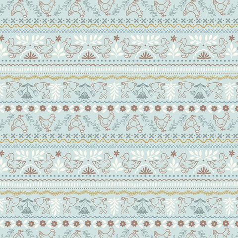 Country Croft Duck Egg Farm Friends Yardage by Lewis & Irene Fabrics