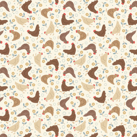 Country Croft Cream Hens Yardage by Lewis & Irene Fabrics