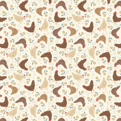 Country Croft Cream Hens Yardage by Lewis & Irene Fabrics