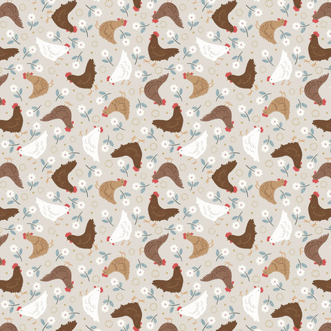 Country Croft Grey Hens Yardage by Lewis & Irene Fabrics