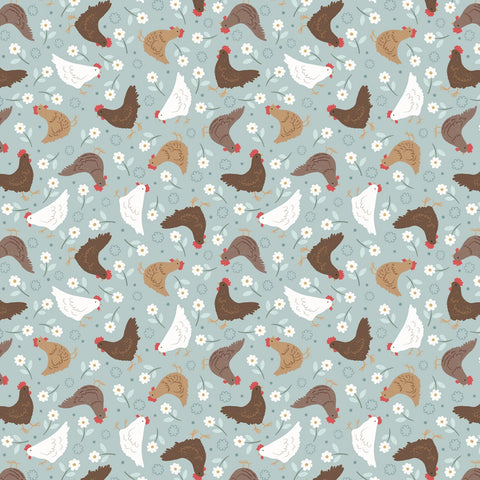 Country Croft Blue Hens Yardage by Lewis & Irene Fabrics