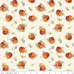 Shades Of Autumn Cream Pumpkins Yardage by My Mind's Eye for Riley Blake Designs
