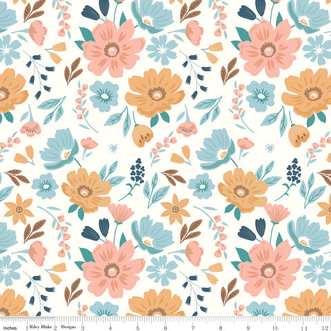 Live, Love, Glamp White Main Yardage by Dani Mogstad for Riley Blake Designs